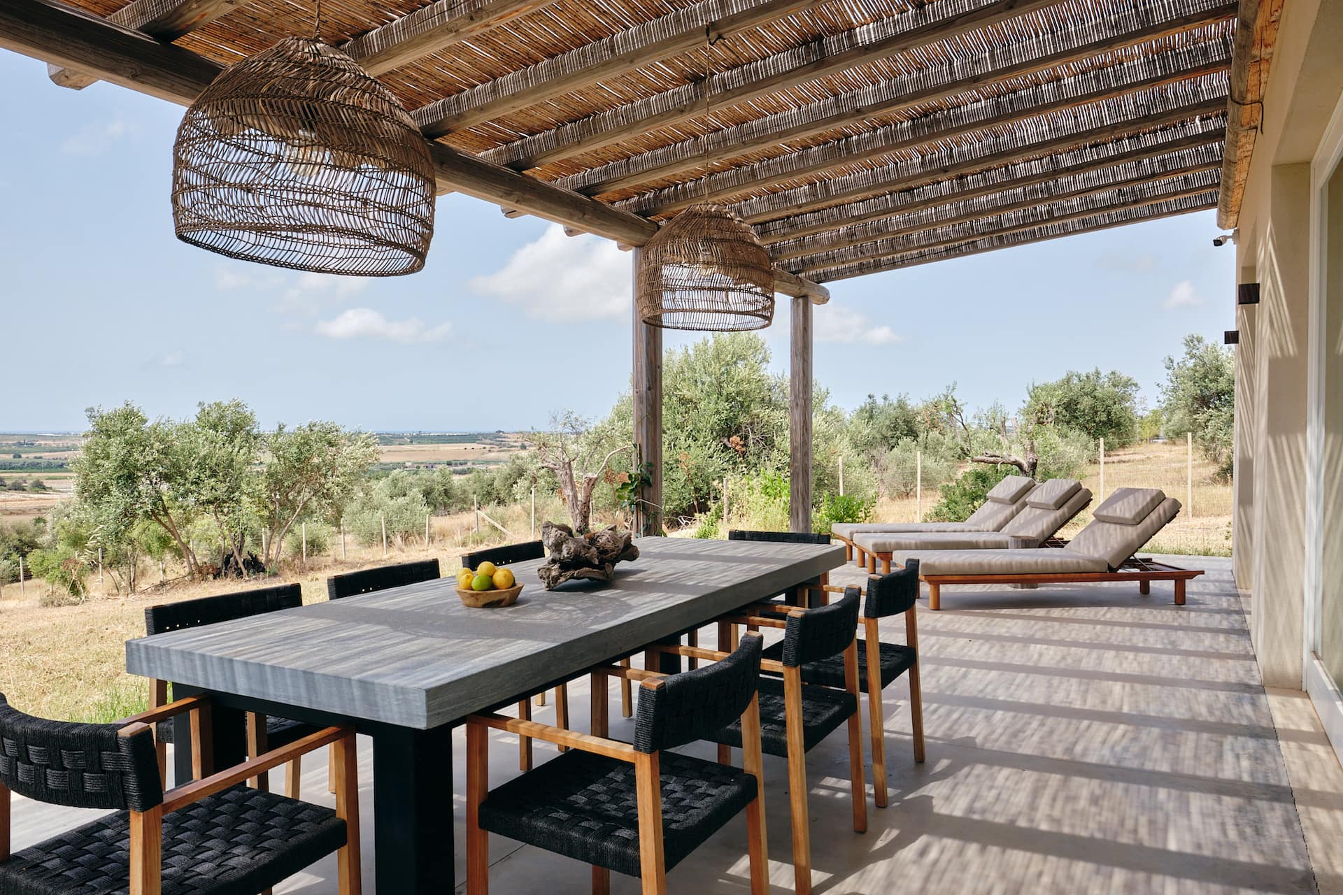 Covered terrace dining